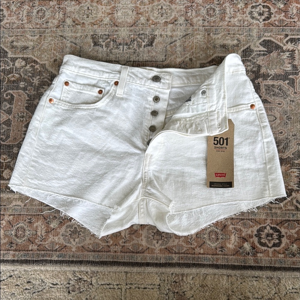 Levi's White Jean Shorts Classic Denim